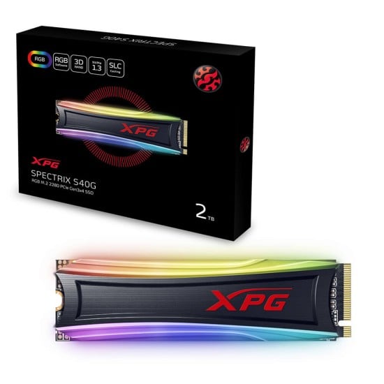 Unidad de Estado Solido 2TB Adata XPG Spectrix S40G RGB PCIE GEN3X4 M.2 2280 NVME,  AS40G-2TT-C