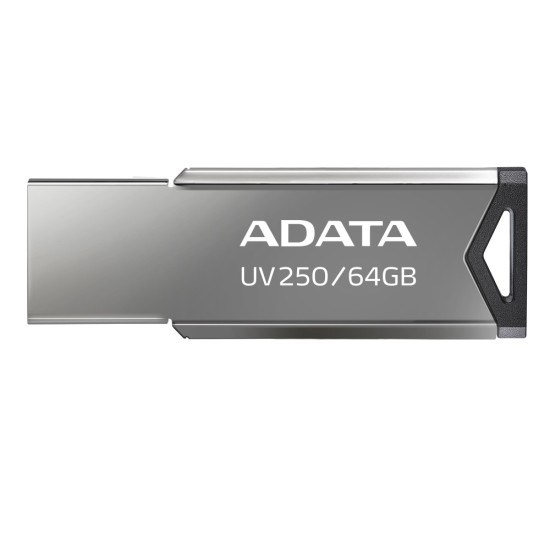 Memoria USB 2.0 64GB Adata UV250 Color Plata, AUV250-64G-RBK