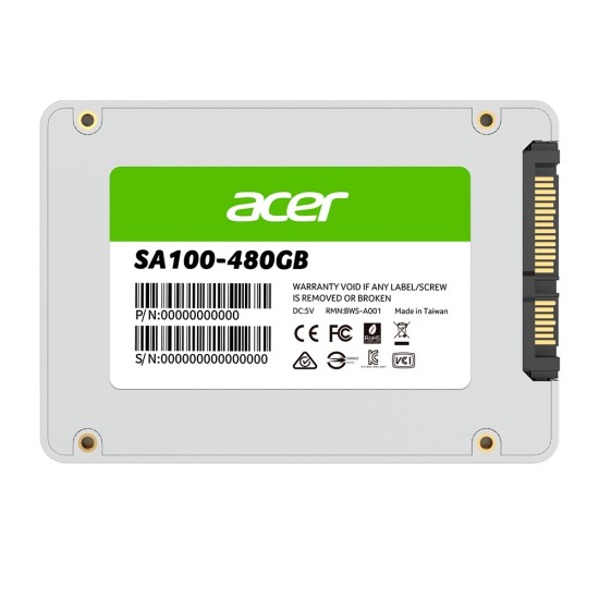 Unidad de Estado Solido Acer SA100 480GB Sata III 2.5", 560MB/ S/ 493MB/ S, BL.9BWWA.103