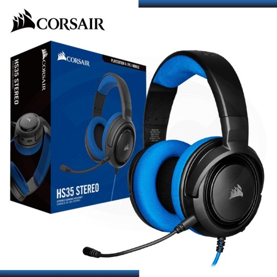 Diadema Audífono con Micrófono Corsair HS35 Stereo Gaming Azul, 3.5MM, CA-9011196-NA