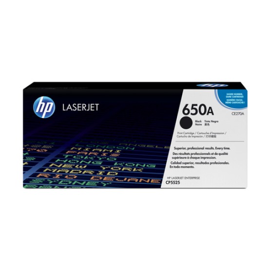 Tóner HP 650A color negro para LaserJet CP5525, CE270A