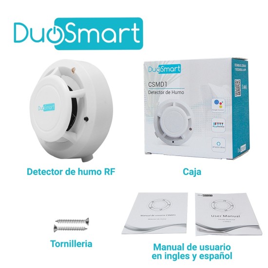 Detector de Humo RF Serie C 433.92 Duosmart CSMD1, Compatible con Paneles B20 C10 C20 y C30
