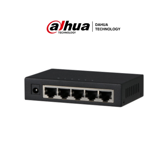 Switch Gigabit de 5 Puertos Dahua DH-PFS3005-5GT, No Admin/ Capa 2/ Carcasa Metalica/ Switching 10G/ Tasa de Reenvio de Paquetes 7.44 MBPS/ Memoria Bufer de Paquetes 1MB