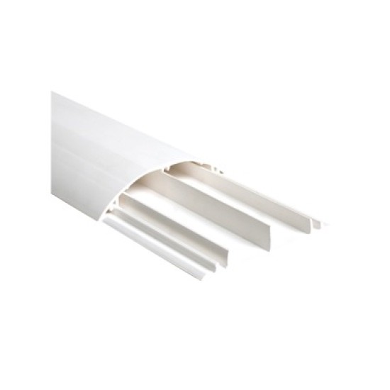 Ducto media caña de dos vías de PVC blanco, 90.5 x 19.7 x 1220 mm
