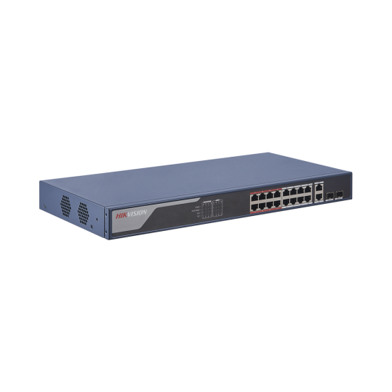 Web Smart Switch Poe+ Hikvision DS-3E1318P-EI, 16 Puertos 10/ 100 MBPS Poe+, + 2X 10/100/1000MBPS + 2X SFP