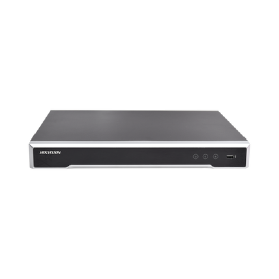 NVR 16 canales 4K Hikvision DS-7616NI-K2/16P, 8 Megapixel (4K)/16 canales IP/16 Puertos PoE+/2 Bahías de Disco Duro/Switch PoE 300 mts/HDMI en 4K