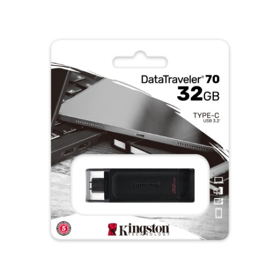 Memoria USB3.2 type-C 32GB Kingston Datatraveler 70 negro, DT70/32GB