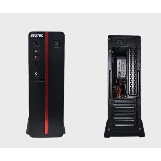 Gabinete Evotec Slim EV-1011 Midi-Tower/ Mini-ATX/ Fuente 600W/ USB 2.0/ Negro-Rojo