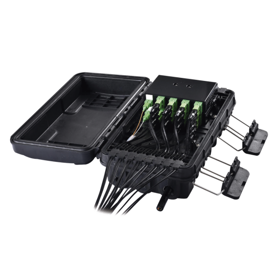 Caja de Distribucion de Fibra Optica para 24 Empalmes/ Con 16 Acopladores SC/ APC Simplex/ Exterior IP65/ Color Negro, FDP-420E-16