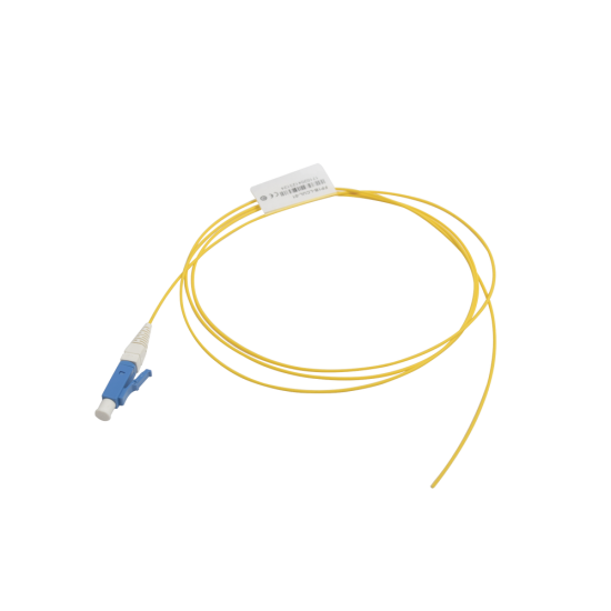 Pigtail de fibra óptica LC/UPC simplex, monomodo OS1/OS2 XGLO, OFNR, amarillo, 1 metro, FP1B-LCUL-01