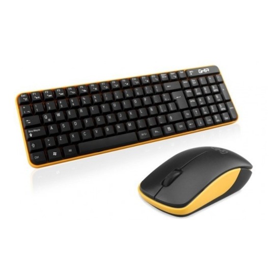 Kit de teclado y mouse Ghia inalámbrico compacto GT4000NA color negro/amarillo