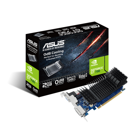 Tarjeta de Video Asus Geforce GT730-SL-2GD5-BRK 2GB DDR5 5010MHZ/ HDMI/ DVI/ VGA/ PCIE 2.0