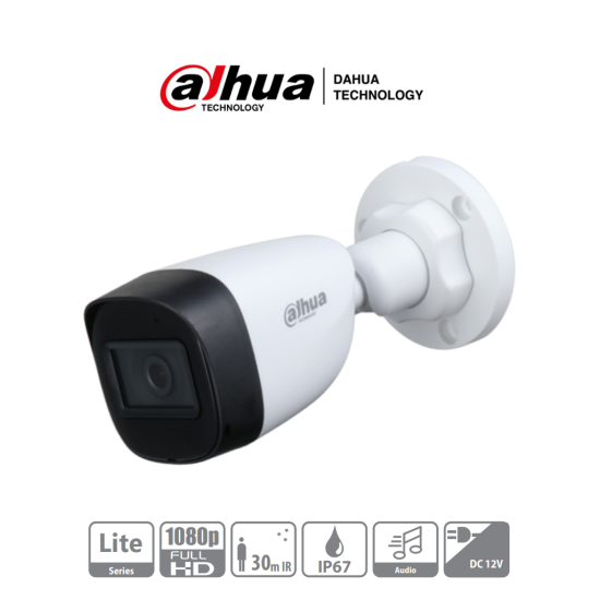 Camara Bullet Dahua HAC-HFW1200CN-A 1080P/ Microfono Integrado/ 2.8MM/ 30 MTS IR/ IP67
