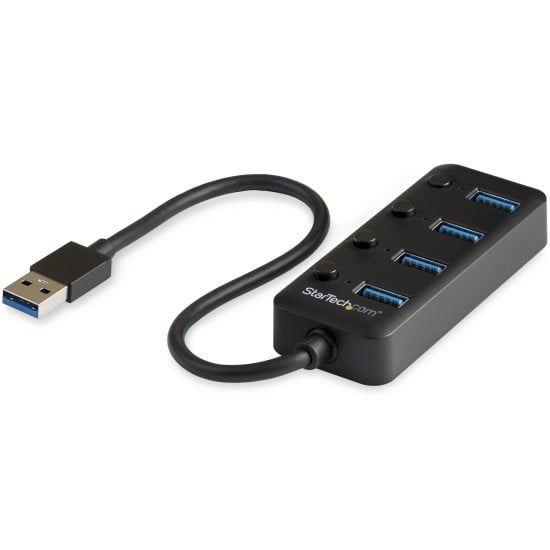 Hub de 4 Puertos USB 3.0 USB-A Startech HB30A4AIB con Interruptores Individuales ON/ OFF