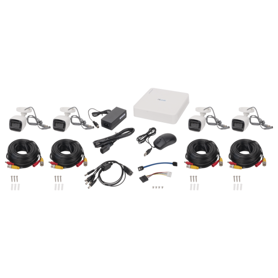 Kit DVR+4 cámaras bala Hilook HL1080PS, TurboHD 1080P Lite/DVR 4 canales / 4 cámaras bala con micrófono