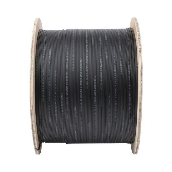 Carrete de 1 km de fibra óptica drop para interior Linkedpro IC-DROPA2-1C,  G.657A2 Monomodo de 1 hilo, dieléctrica, forro negro