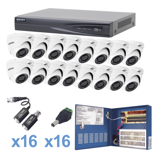 Kit DVR EV4016TURBOW+16 canales TurboHD 1080P, KEVTX8T16EW