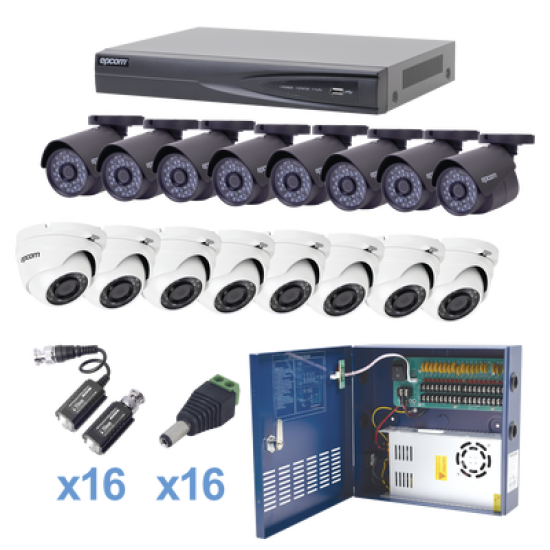 Kit DVR EV1016TURBOX+8 bala+8eyeball TurboHD 1080P/16canales