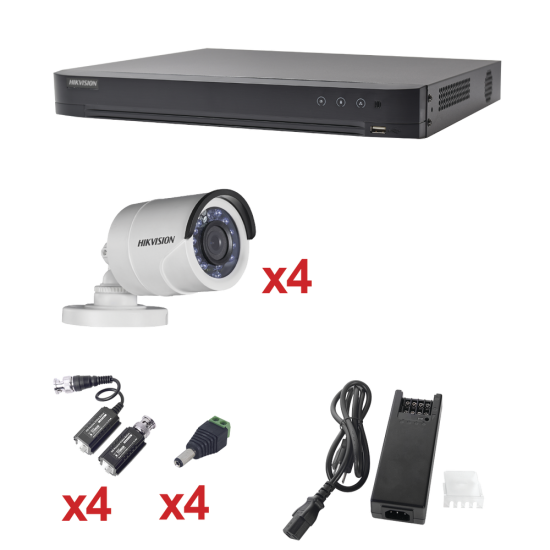 Kit DVR+4 cámaras bala 2.8MM 1080P, Hikvision KH1080P4BW