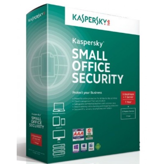 Antivirus Kaspersky Small Office Security, KL4532ZAET, 3 años, mínimo 5-9 licencias