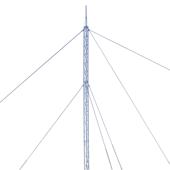 Kit de torre arriostrada de techo de 9m con tramo STZ30 galvanizado electrolítico, KTZ-30E-009P