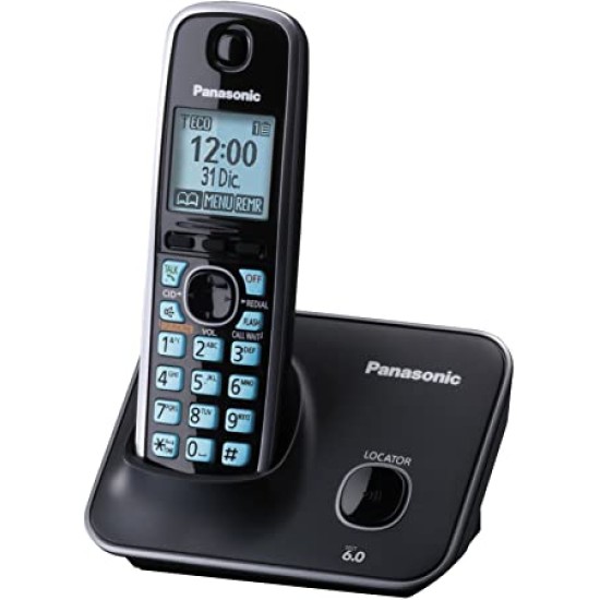Teléfono inalámbrico Panasonic KX-TG4111MEB con identificador de llamadas, negro