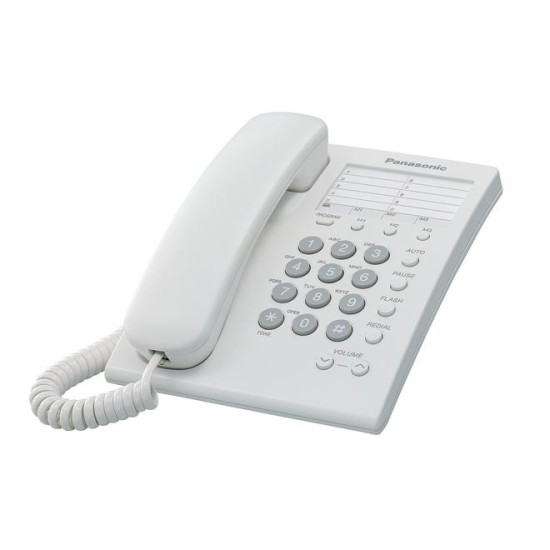 Teléfono Panasonic KX-TS550MEW Unilinea basico 13 memorias color blanco