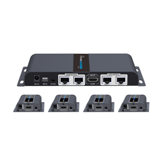 Extensor Hdmi Saxxon Lkv714pro 4 puertos, Cat6, 1080p, 40m, Ir