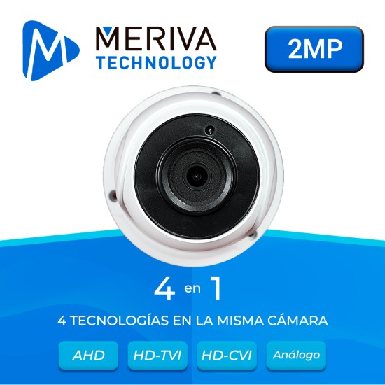 Camara Domo Meriva MBASHD3202, de 2MP, AHD/ TVI/ CVI/ SD/ 1080P/ IP66/ 20M IR/ 2.8MM/ CoC/ 12 VDC/ Metalica