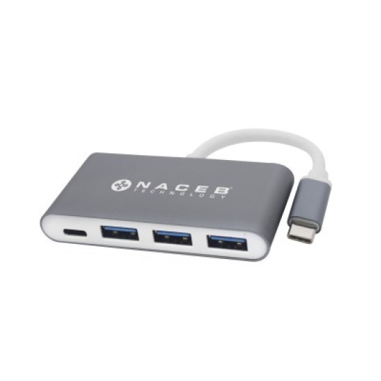 Hub 3 puertos USB 3.0+1 puerto tipo C, Naceb Technology NA-0112