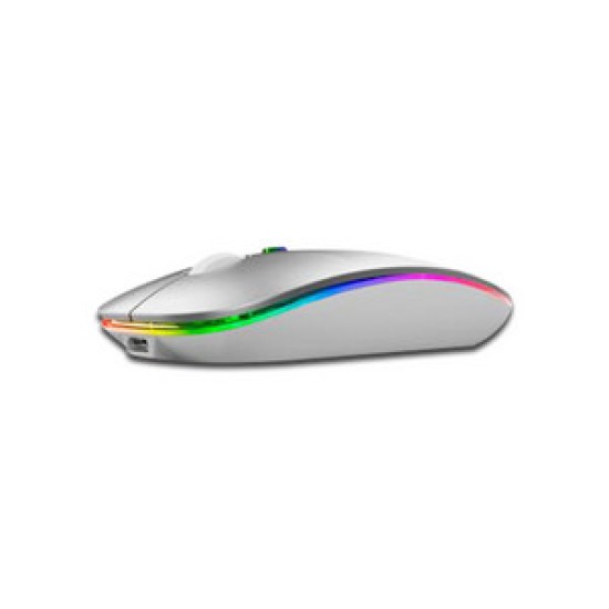 Mouse Inalámbrico Nextep NE-412P Óptico/ 1600DPI/ RGB/ Color Plata, recargable