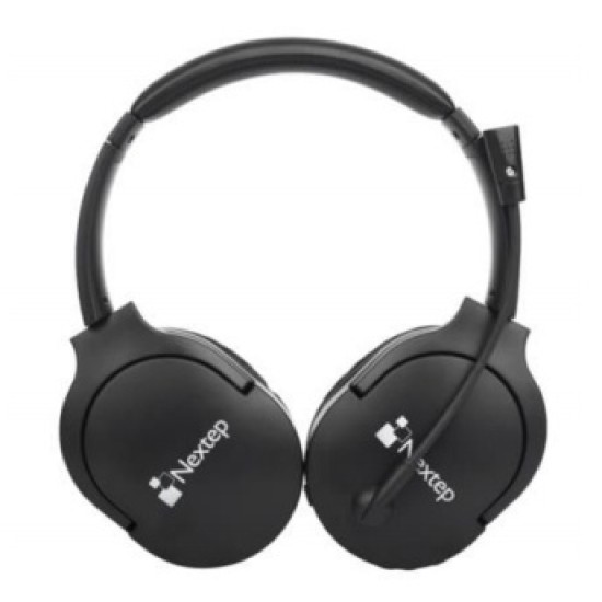 Diadema audífono con micrófono inalámbrica Nextep NE-424 Bluetooth color negro, recargable