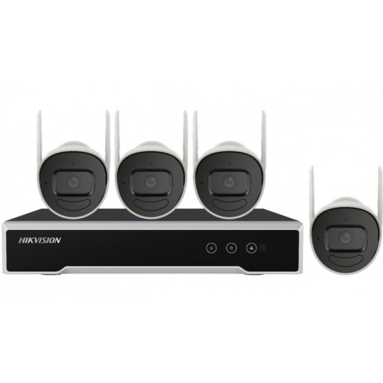 Kit IP Inalámbrico Hikvision NK42W0H-1T(WD)(D) 1080P/ NVR 4 Canales/ 4 Cámaras Bala para Exterior/ 1 HDD de 1 TB/ Modo Repetidor