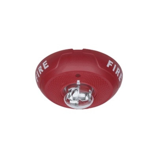 Sirena con Lampara Estroboscopica System Sensor Montaje en Techo,Color Rojo, PC2-RL