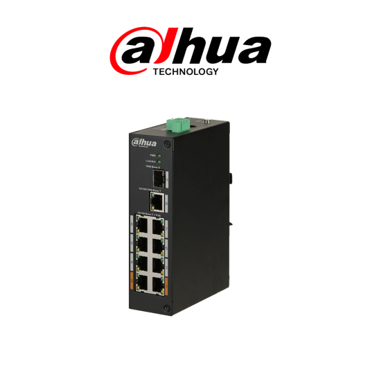 Switch POE Dahua PFS31108ET96, 8 Puertos/ 1 X Uplink SFP/ 1 X Uplink Ethernet Gigabit/ 96W/ Switching 7.6G