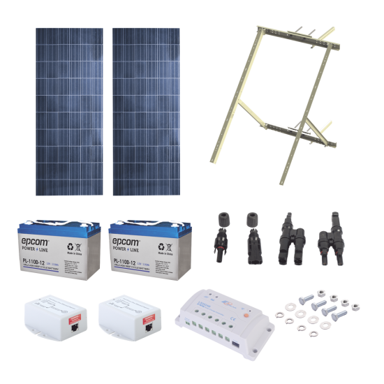 Kit Solar de 17 W con PoE Pasivo 24 Vcd para 2 Radios de Ubiquiti airMAX, Cambium ePMP, PL-1224G-2R