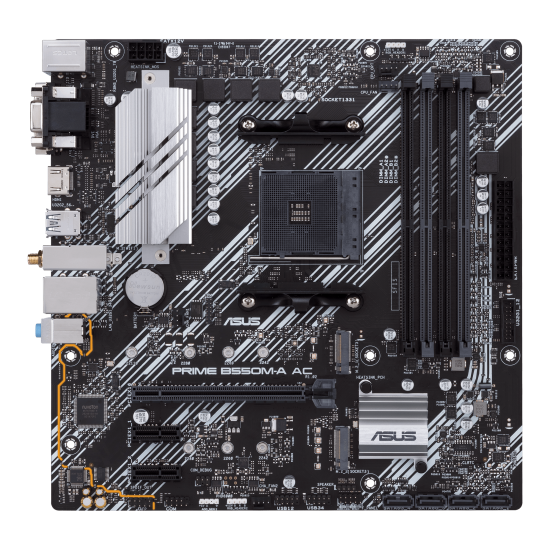 Tarjeta Madre Asus Prime B550M-A AC Socket-AM4/ 4XDDR4/ Micro ATX/ PCIE4.0/ Dual M.2/ USB 3.2/ Aura Sync RGB