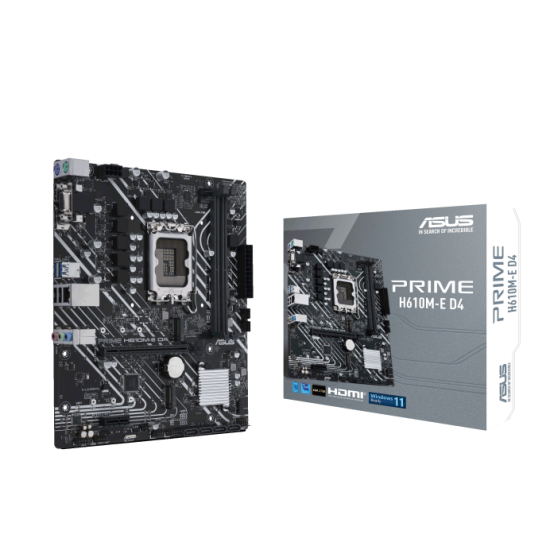 Tarjeta Madre Asus Prime H610M-E D4 Socket 1700 12VA/ 2XDDR4/ HDMI/DP/ VGA/PCI-E 4.0/ Aura RGB/ Micro ATX