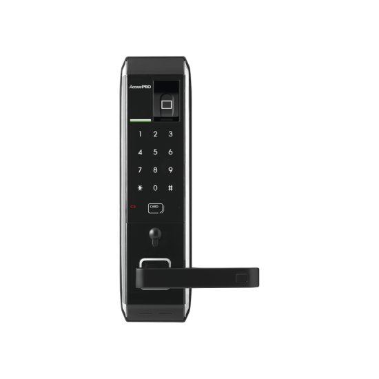 Cerradura Inteligente Syscom con teclado touch screen, apertura con huella digital / tarjeta Mifare / contraseña, PRO-LOCK-FP