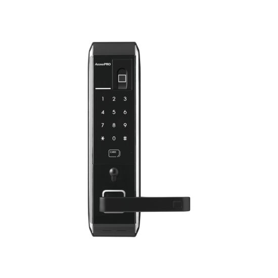 Cerradura Inteligente Syscom con teclado touch screen, apertura con huella digital / tarjeta Mifare / contraseña, PRO-LOCK-FP