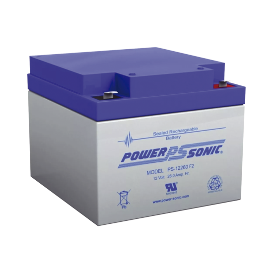 Batería de Respaldo UL de 12V/ 26AH Power Sonic PS-12260F2, Sistema Detección de Incendio, Control de Acceso, Intrusión y Videovigilancia