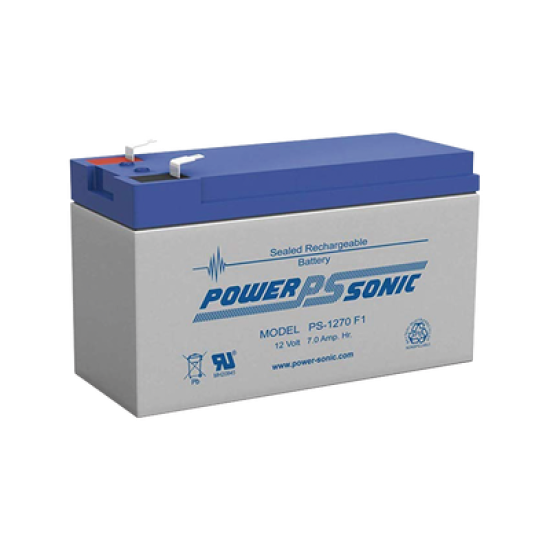 Batería de respaldo UL Power Sonic PS-1270F1 de 12V/7AH para sistemas de detección de incendio/ control de acceso /intrusión y vigilancia