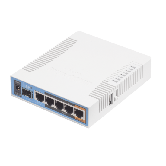 Access Point Mikrotik RB962UIGS-5HACT2HNT, HAP AC 5 Puertos Gigabit Ethernet/ 1 Puerto SFP/ 1 USB/ WIFI Doble Banda 3X3 802.11AC/ Hasta 1W de Potencia
