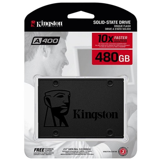 Unidad estado sólido SSD 480GB 2.5" Kingston, SA400S37/480G
