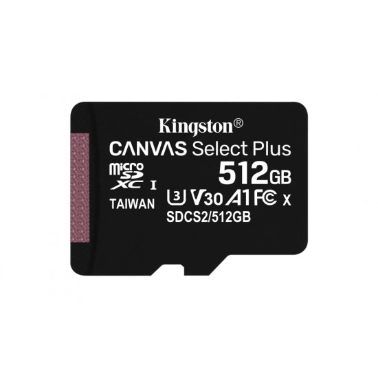 Memoria Microsd 512GB Kingston SDCS2/ 512GBSP Canvas Select Plus Clase 10 Sin Adaptador