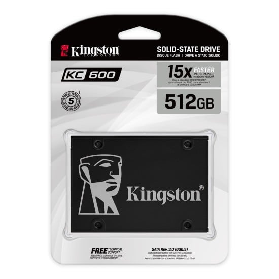 Unidad de Estado Sólido SSD 512 GB SATA 2.5" Kingston, NAND 3D TLC, SKC600/512G