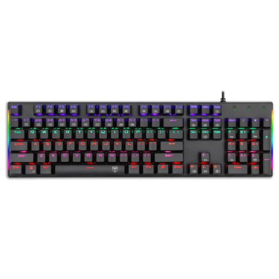 Teclado T-Dagger Naxos T-TGK310-RS Red Switch Alambrico/ USB-A/ Teclas Rainbow, Lineas Laterales RGB/ Color Negro