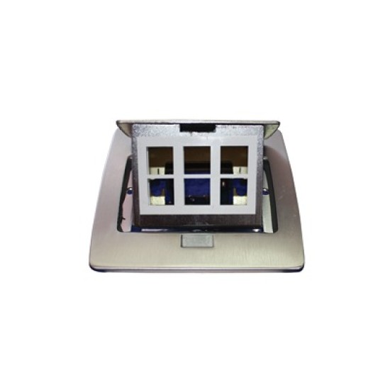 Mini caja de piso Thorsman rectangular para datos y conectores tipo keystone, color y material en acero inoxidable (3 puertos) (11000-21202), TH-MC-PD