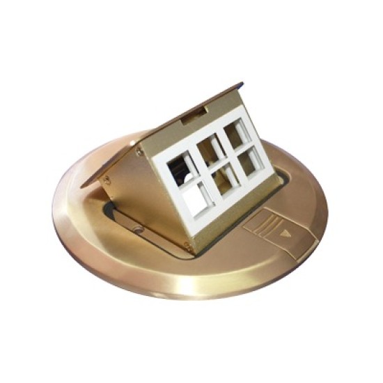 Mini caja de piso redonda para datos o conectores tipo Keystone, color bronce (3 contactos), Thorsman TH-MCPD-B
