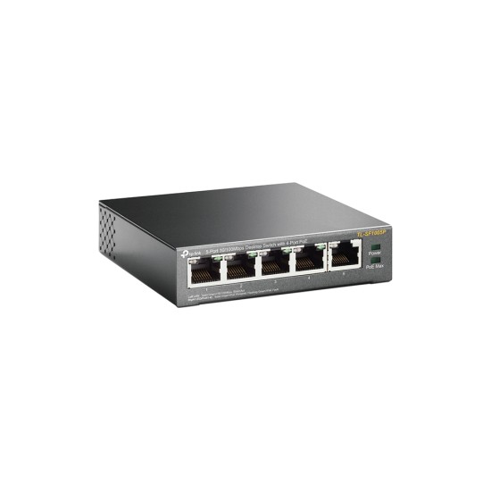 Switch PoE no Administrable de escritorio 5 puertos 10/100 Mbps, 4 puertos PoE, 58 W, Tp-Link  TL-SF1005P